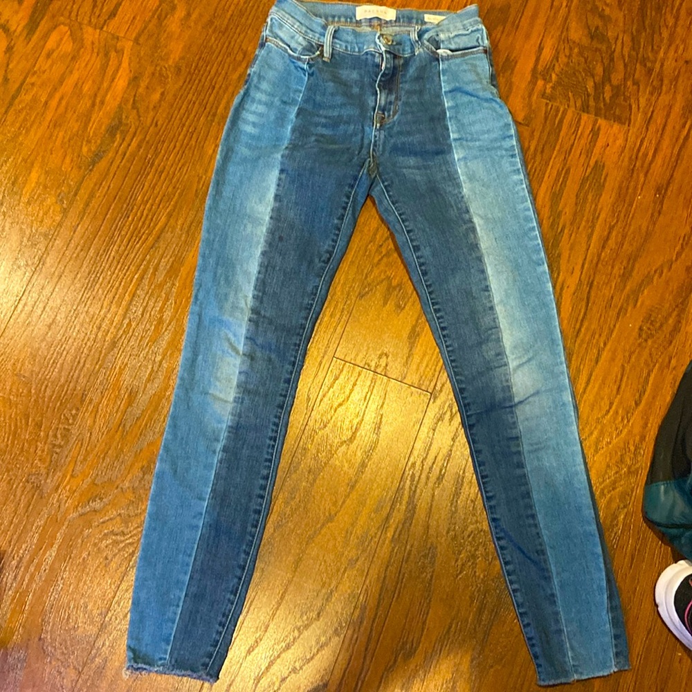 two color blue denim jeans